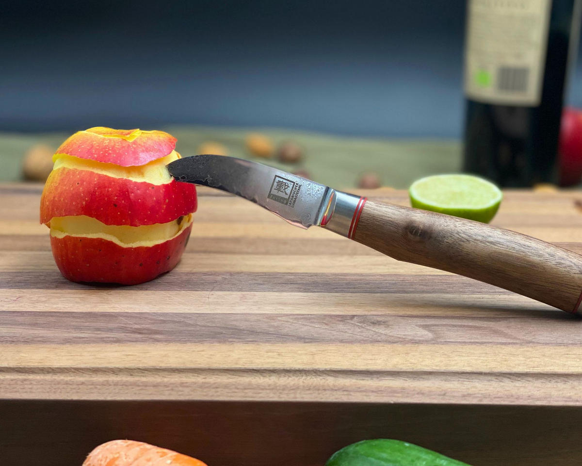 SCHÄLMESSER 8,5 cm - Nussbaumfarben, Holz/Metall (20cm) - Zayiko