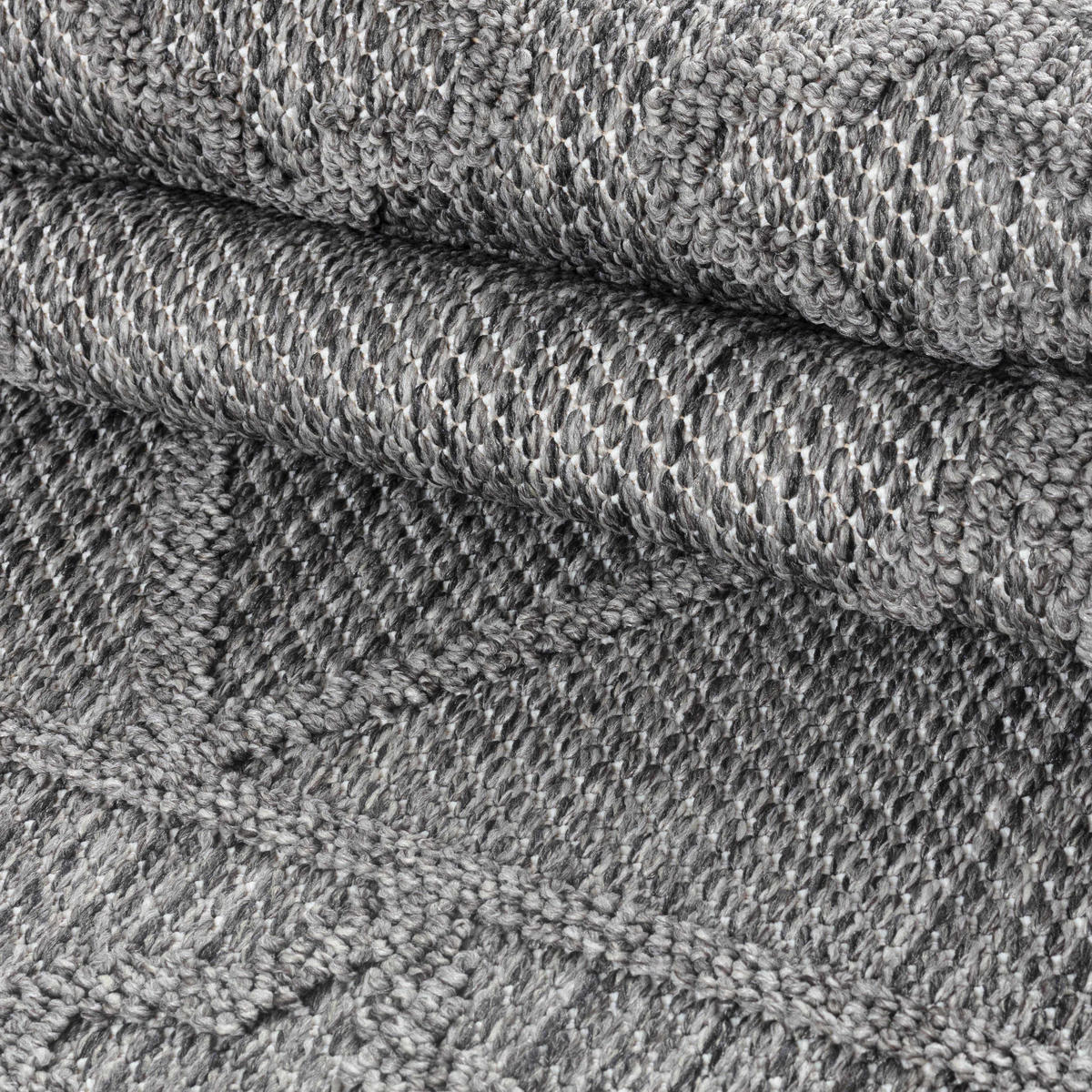 TEPPICH Outdoor Flachgewebe Berber-Muster Polypropylen Terrasse Grau Rechteckig 160x230 - Grau, Textil (160/230cm) - KADIMA DESIGN