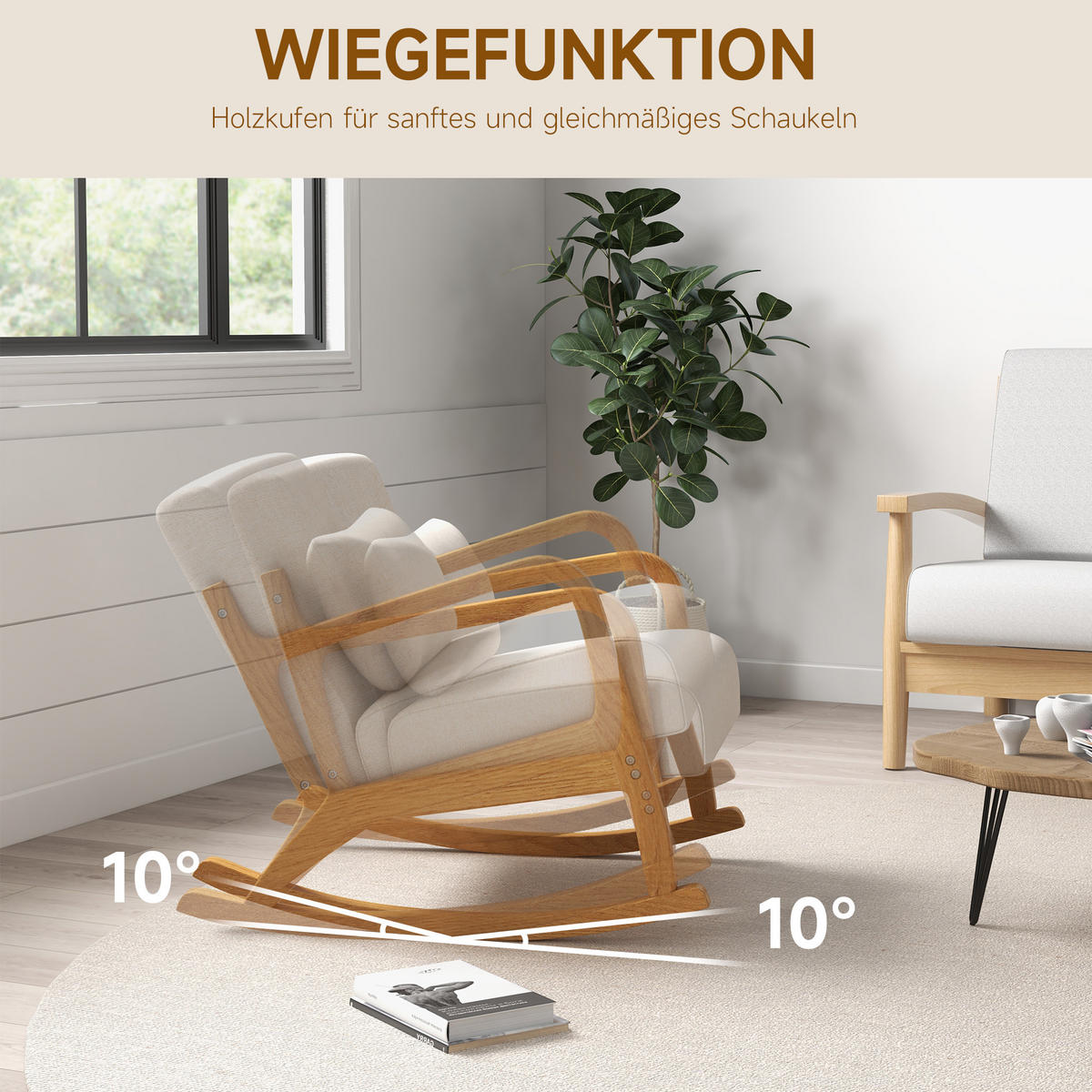 SCHAUKELSESSEL, Schaukelstuhl, Creme - Creme, Metall (92/81.5/64.5cm) - HOMCOM