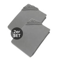 SPANNBETTLAKEN BASIC 2er Set - Grau, Textil (150/200cm) - Schöner Wohnen