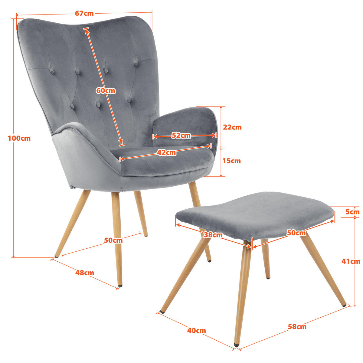 RELAXSESSELSET YORK Samt Bezug mit Hocker, Gold - Goldfarben, Textil/Metall (67/100/48cm) - Albatros