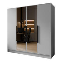 SCHRANK Weiß LUSO Mit Spiegel Und Schwarzen Griffen 200 g - Schwarz/Weiß, Holzwerkstoff (200/200/51cm) - Sepro Meble