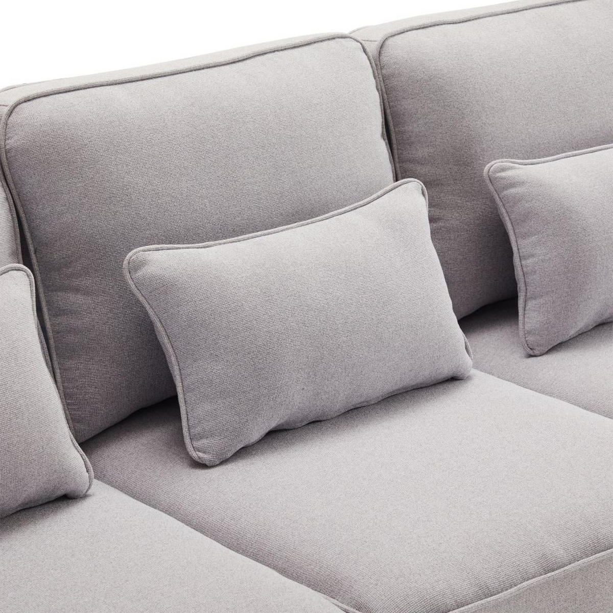 VIERSITZER-SOFA in Hellgrau Leinen mit 4 Kissen - Hellgrau, Textil (83/87/264cm) - KOMHTOM
