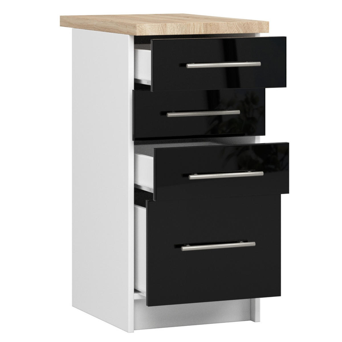 UNTERSCHRANK Weiß, Schwarz Glanz 85/40/46 - Weiß, Holzwerkstoff (40/85/46cm) - RAUMHIRSCH FURNITURE