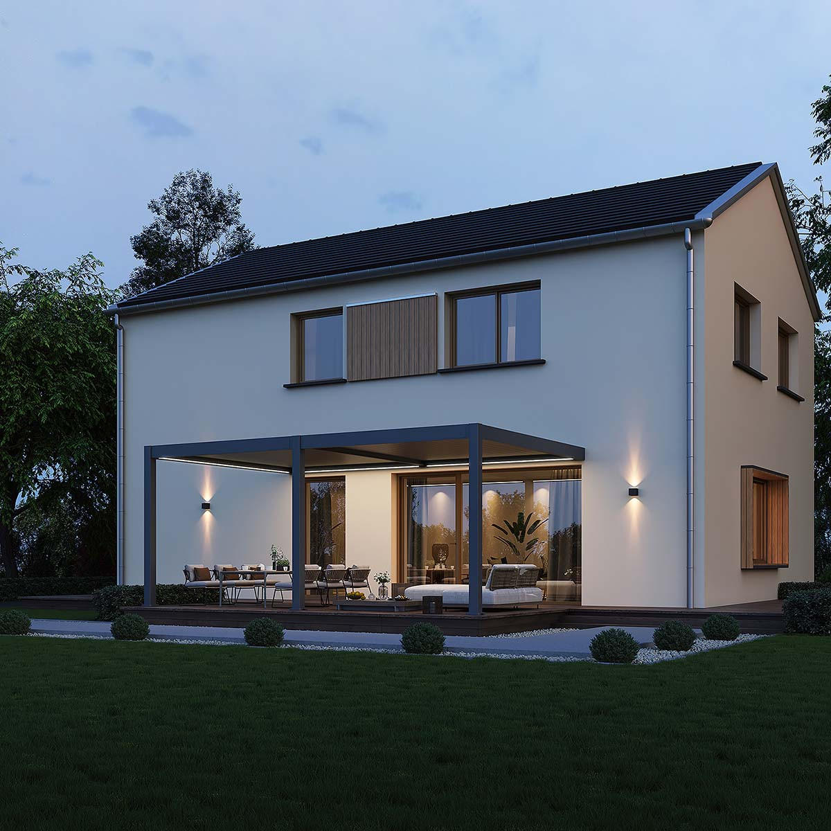 WANDPERGOLA Deluxe Plus Elektrisch Terrassenüberdachung Alu LED 4 x 6 m - Anthrazit, Metall (400/255/600cm) - WEIDE