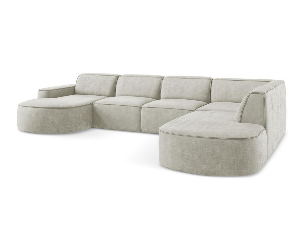 POUF Chenille Stoff Pink - Hellrosa/Schwarz, Holzwerkstoff/Textil (111/88/60cm) - Makamii