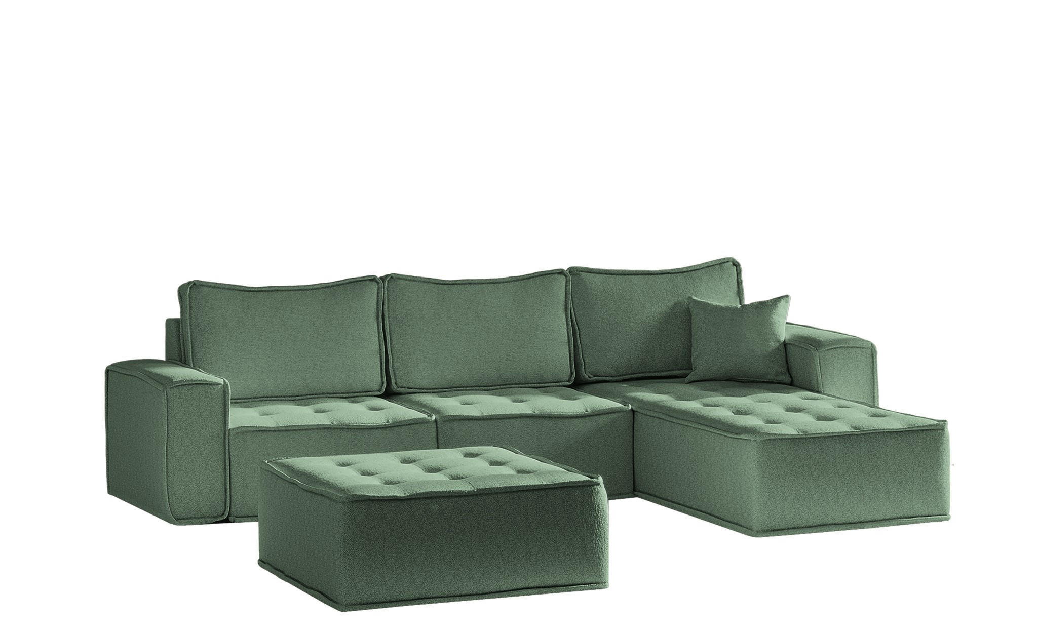 ECKSOFA Sande In Raven - Grün, Holzwerkstoff/Textil (292/192cm) - Fun Möbel
