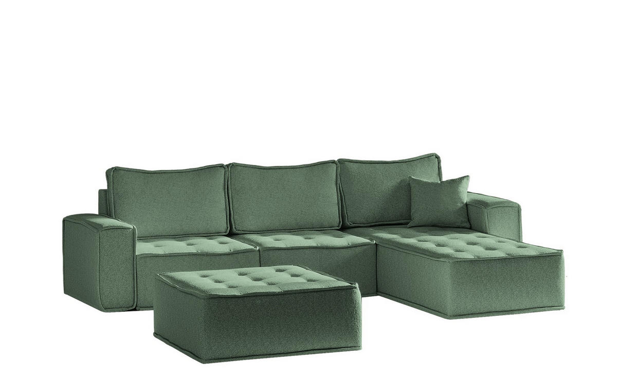 ECKSOFA Sande In Raven - Grün, Holzwerkstoff/Textil (292/192cm) - Fun Möbel