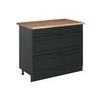 SPODNÍ SKŘÍŇKA KUCHYŇSKÉ LINKY R-Line, Antracitový venkovský dům/Antracit, 100 cm pracovná doska Dub Goldkraft - antracitová, kompozitní dřevo (100/81.6/60cm) - Vicco