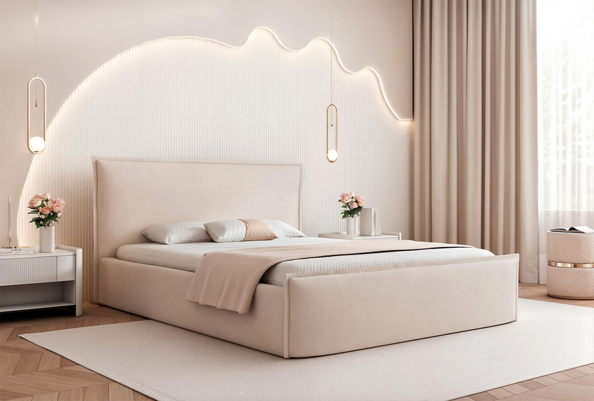 POLSTERBETT ALLBION 160x200 cm, Beige - Beige, Textil (200/160cm) - Fedve