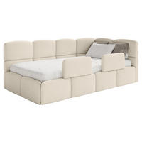 JUGENDBETT Cloudy rechts mit Rausfallschutz Bouclé Hellbeige - Ecru, Kunststoff/Textil (90/200cm) - Selsey