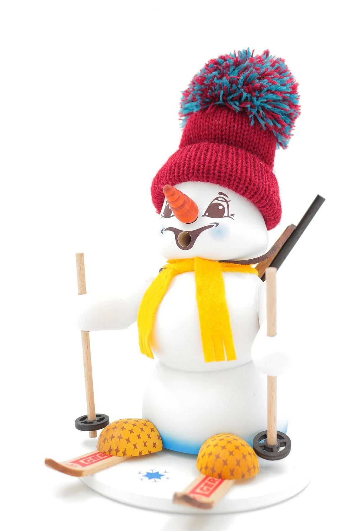 RAUCHFIGUR Schneemann Weiß Biathlon 19 cm - Multicolor, Holz (15/19/0.1cm)