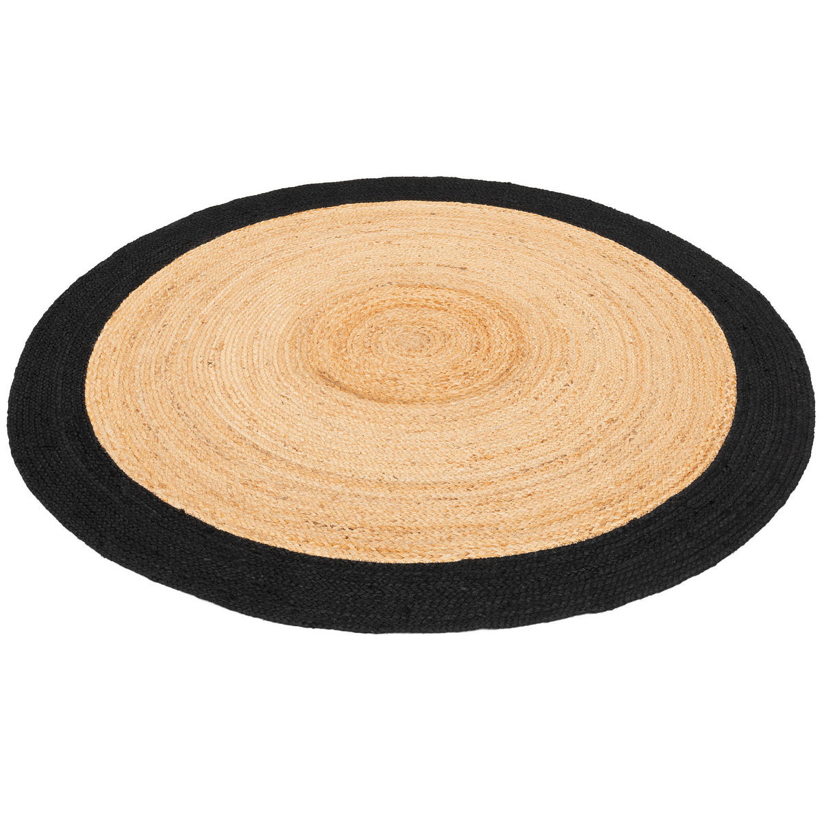 NATURFASER TEPPICH JUTE SALSA BORDÜRE RUND - Beige/Schwarz, Textil (160/160cm) - Pergamon