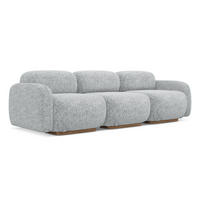 4-SITZER-SOFA Strukturstoff Stoff Grau - Silberfarben/Braun, Holz/Textil (270/73/95cm) - Makamii