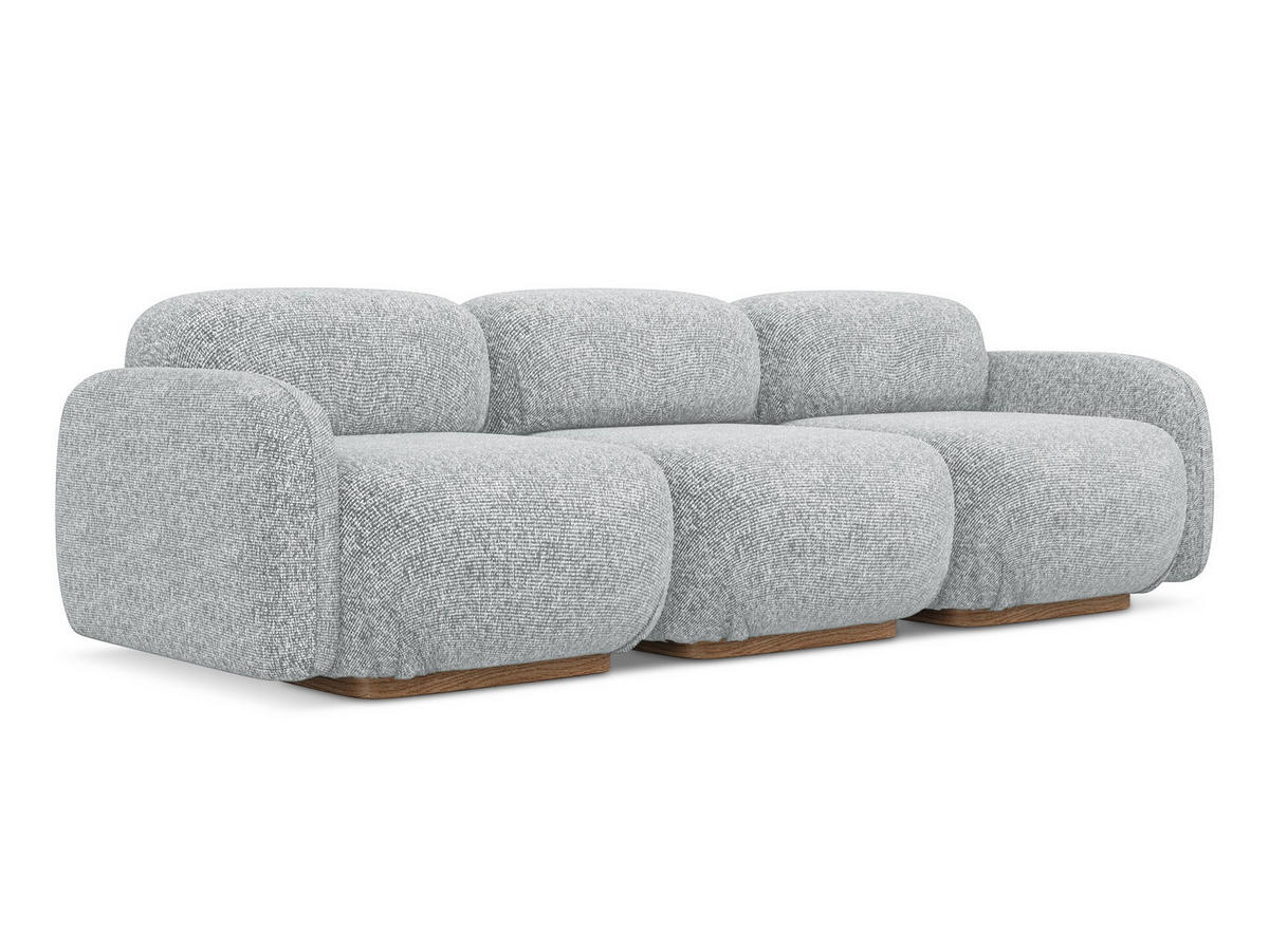 4-SITZER-SOFA Strukturstoff Stoff Grau - Silberfarben/Braun, Holz/Textil (270/73/95cm) - Makamii