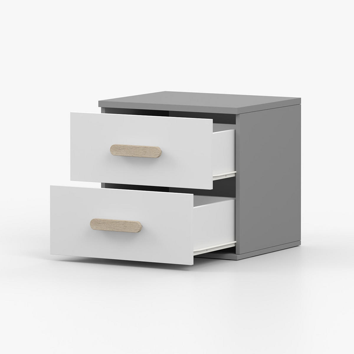 NACHTTISCH JONAS II 22, 55/51/44, 2 Schubladen, grau - Grau, Holzwerkstoff (55/44/51cm) - imoebel24