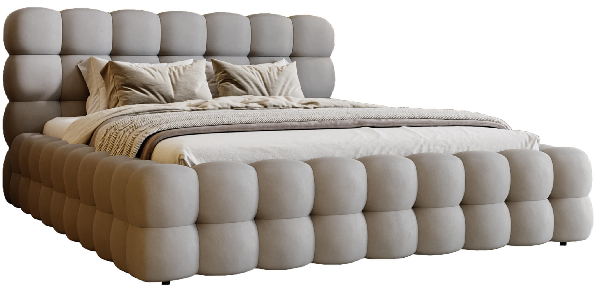 POLSTERBETT 140x200 cm Parlas Bis, Bettkasten, Lattenrost, Hellgrau - Hellgrau, Holz/Textil (140/200cm) - Emporius