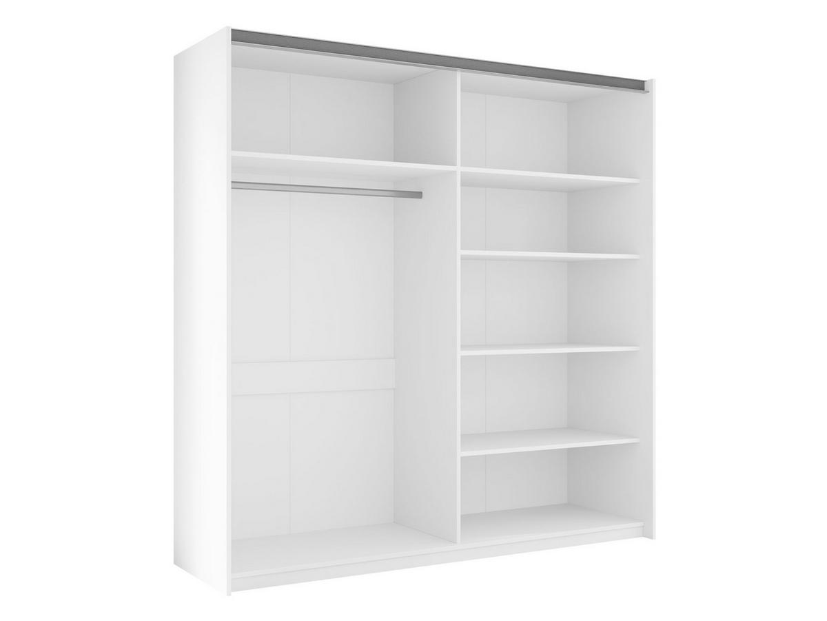SCHIEBETÜRENSCHRANK Atalio 200 - Silberfarben/Weiß, Holzwerkstoff/Metall (200/215/60cm) - MIRJAN24