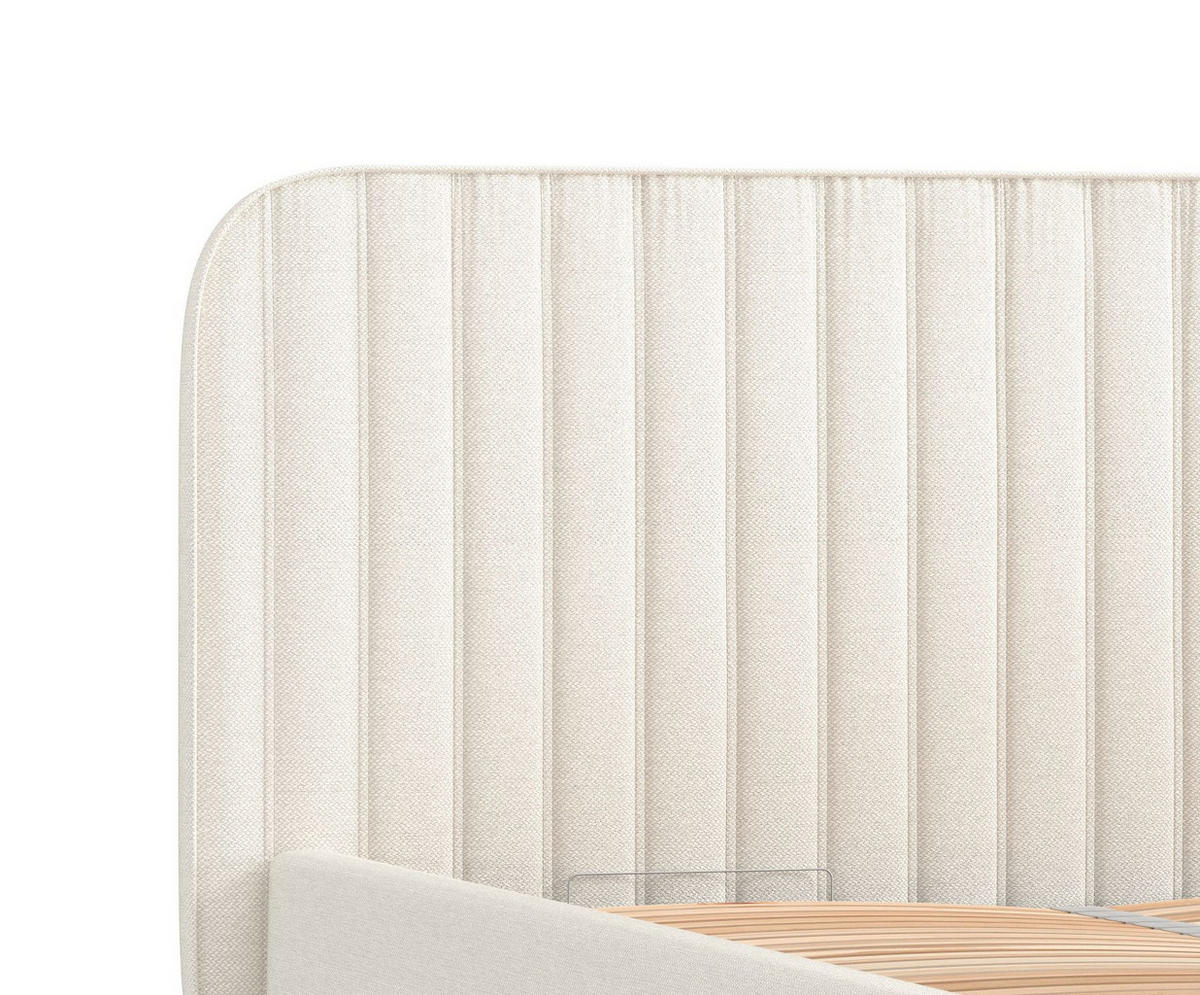 POLSTERBETT Noto Creme 140/200 cm im Webstoff - Creme/Naturfarben, Holz/Holzwerkstoff (140/200cm) - Maison de Reve