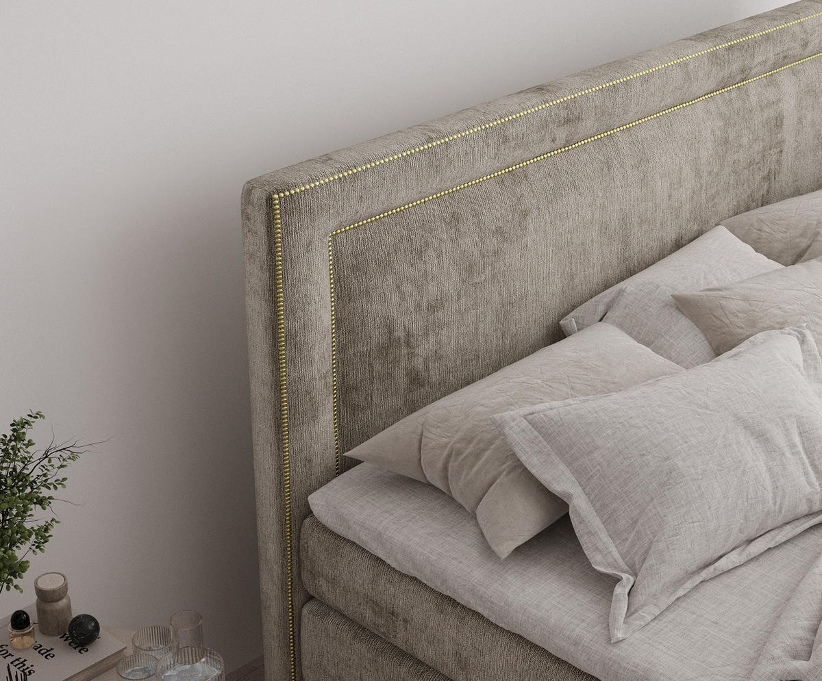BOXSPRINGBETT Luxora Beige 140/200 cm - Beige/Schwarz, Holz/Holzwerkstoff (140/200cm) - Maison de Reve