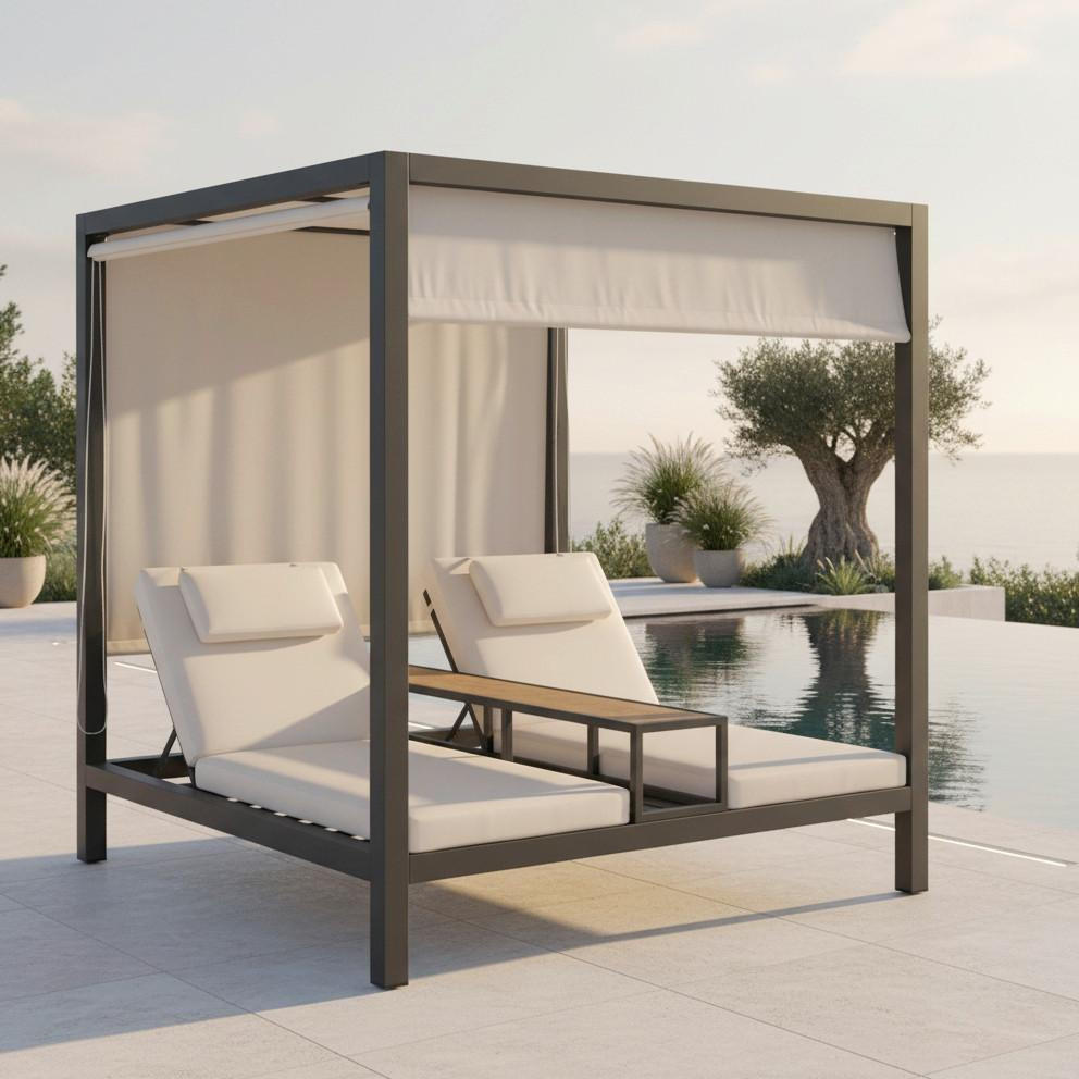 SONNENINSEL Felipa Beige Metall/Outdoorstoff - Dunkelgrau, Metall (1/1/1cm)
