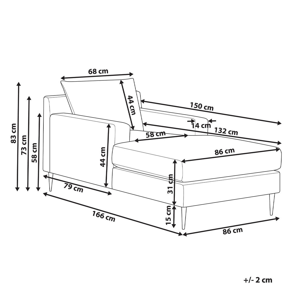 CHAISELONGUE Samtstoff grün/schwarz Gueret - Schwarz/Grün, Textil (88/73/165cm) - Beliani