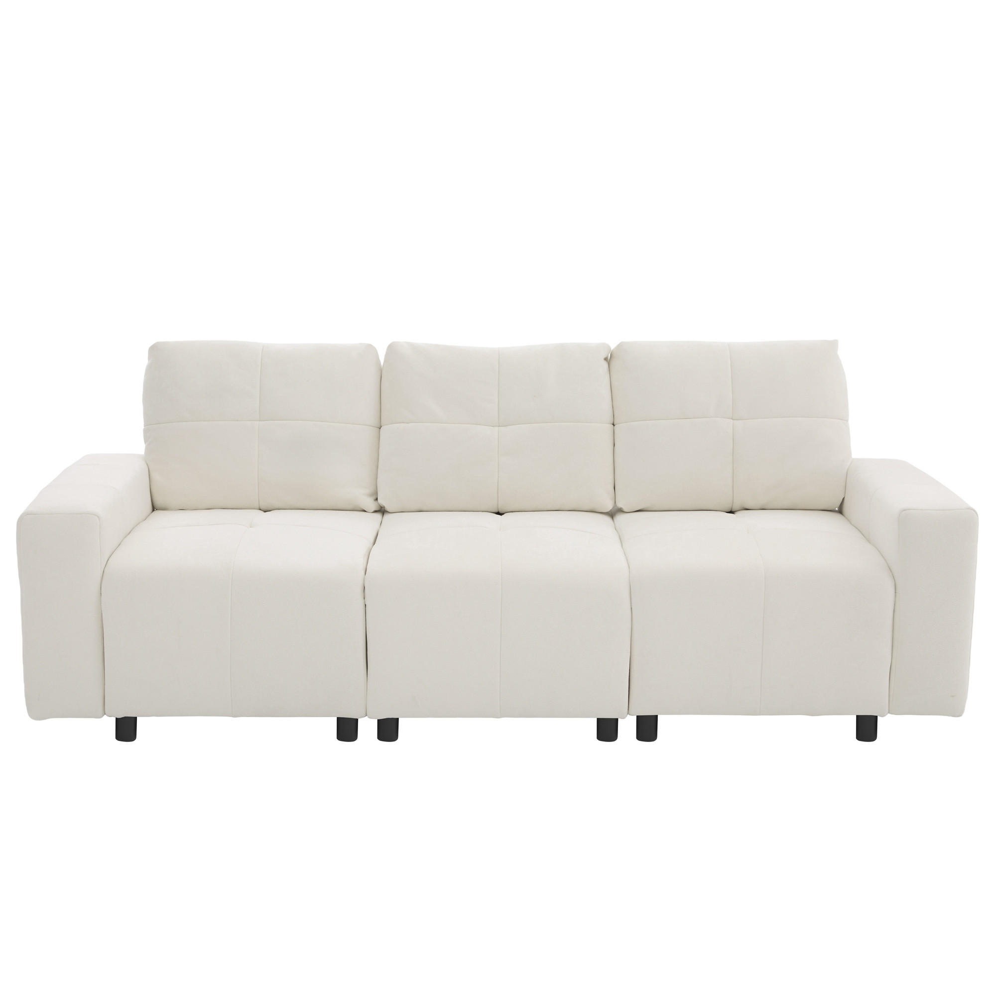 3-SITZER SOFA Chenille Beige & Weiß mit Schlaffunktion - Beige, Holzwerkstoff/Kunststoff (213/84/94cm) - WISHDOR