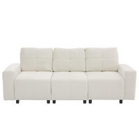 3-SITZER SOFA Chenille Beige & Weiß mit Schlaffunktion - Beige, Holzwerkstoff/Kunststoff (213/84/94cm) - WISHDOR