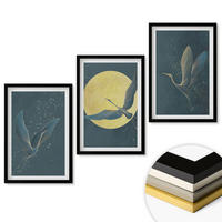 WANDBILDER 3er-Set - 40x60 cm Schwarzer Rahmen - Kraniche im Flug bei Nacht - Schwarz, Kunststoff (40/60cm) - ArtPrintCave