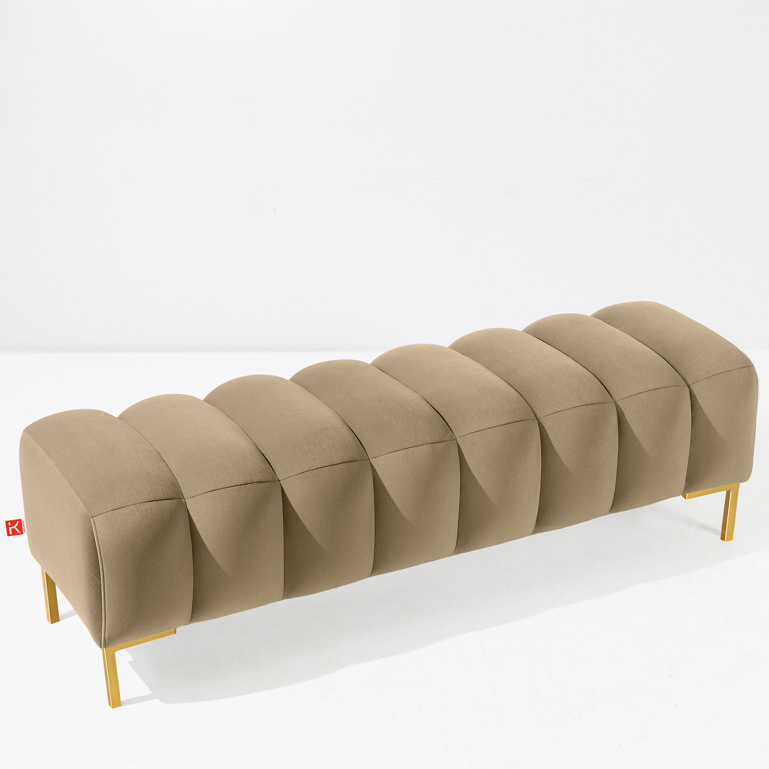POLSTERBANK Bettbank PECCO, Metallbeinen - Beige/Goldfarben, Holz/Textil (160/50/50cm) - KONSIMO®
