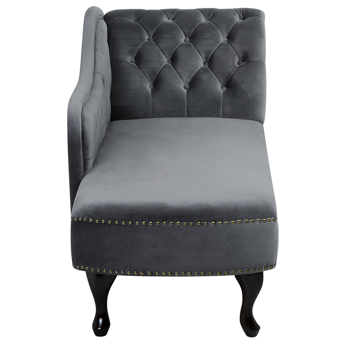 CHAISELONGUE Samtstoff grau rechtsseitig Nimes - Dunkelbraun/Grau, Textil (170/79/61cm) - Beliani