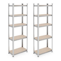 SCHWERLASTREGAL Silber 2er-Set 5 Ebenen 180x60x30 cm - Silberfarben, Holzwerkstoff/Kunststoff (60/180/30cm) - Relaxdays