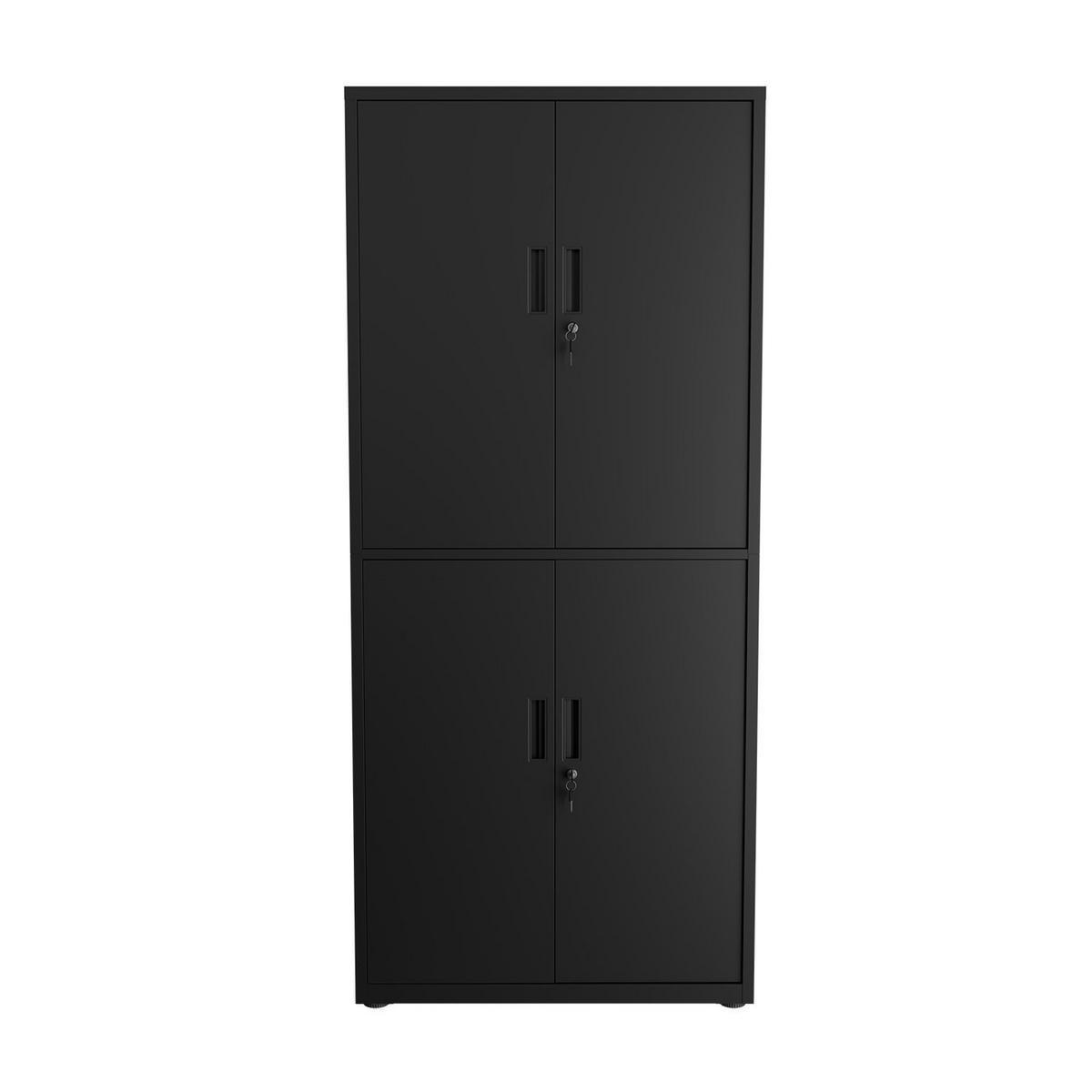 METALLSCHRANK 180/80/40 cm schwarz abschließbar - Schwarz, Metall (80/180/40cm) - Juskys