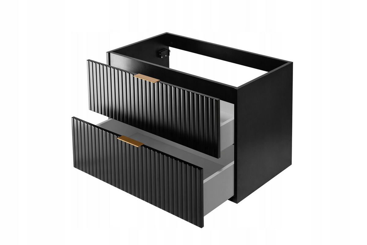 WASCHBECKUNTERSCHRANK FLOW + Platte Schwarz matt 160/57/46 cm - Schwarz, Holzwerkstoff (160/57/46cm) - Rodan