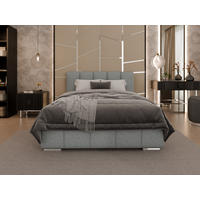 POLSTERBETT Zaira 140x200cm – Elegantes Polsterbett für modernen Wohnstil , Federkernmatratze Bonnel (18cm), Blaugrau - Blaugrau, Holz (140/200cm) - Homesy