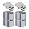 EUROBOX 4x NextGen Color mit Auflagedeckel 32x30x40 cm 30 Liter Grau Griffe schwarz offen - Schwarz/Grau, Kunststoff (30/32/40cm) - PROREGAL