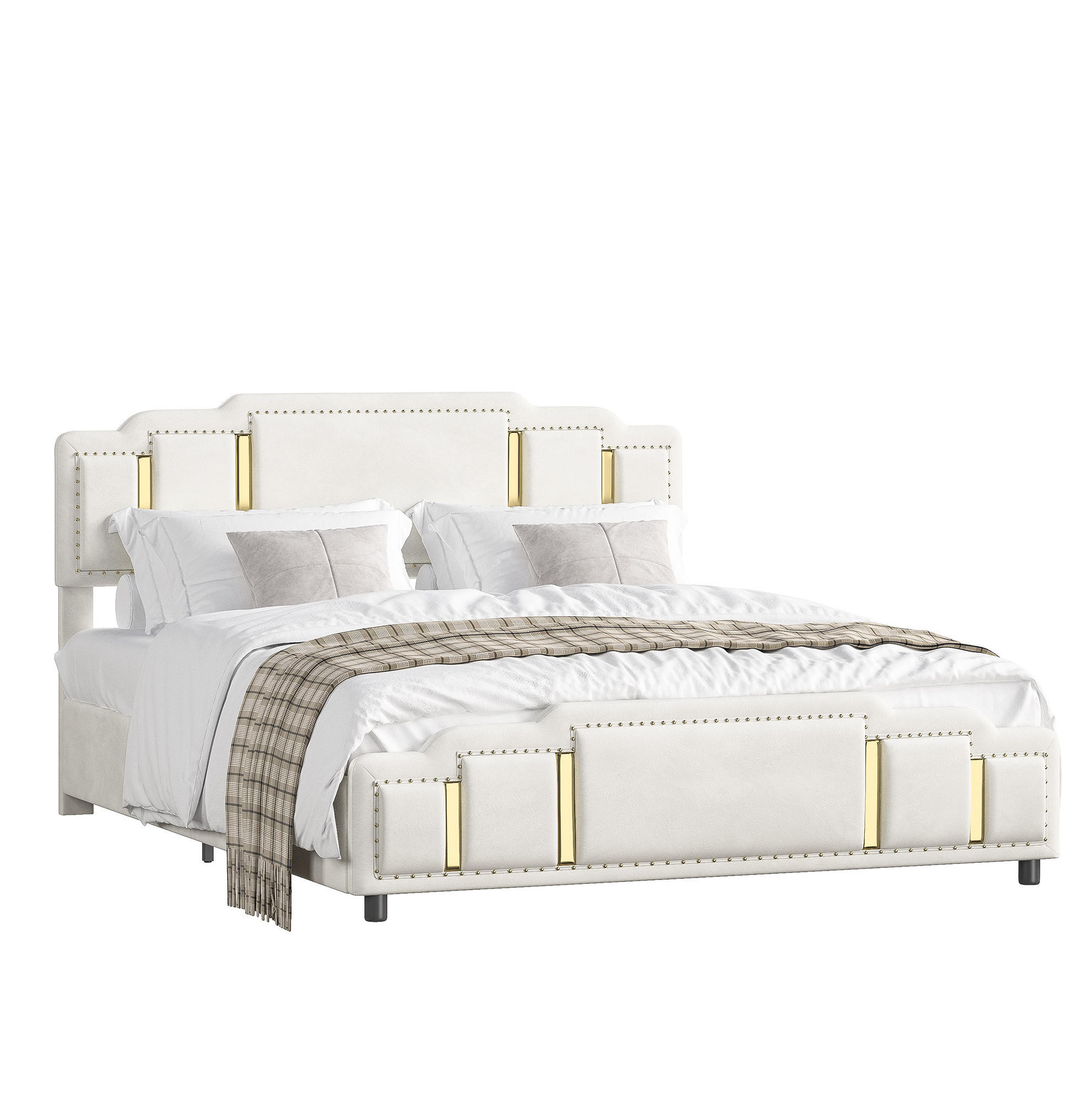 POLSTERBETT 160/200 cm mit LED-Beleuchtung und hydraulischem Bettkasten, Beige - Beige, Textil (160/200cm) - Redom
