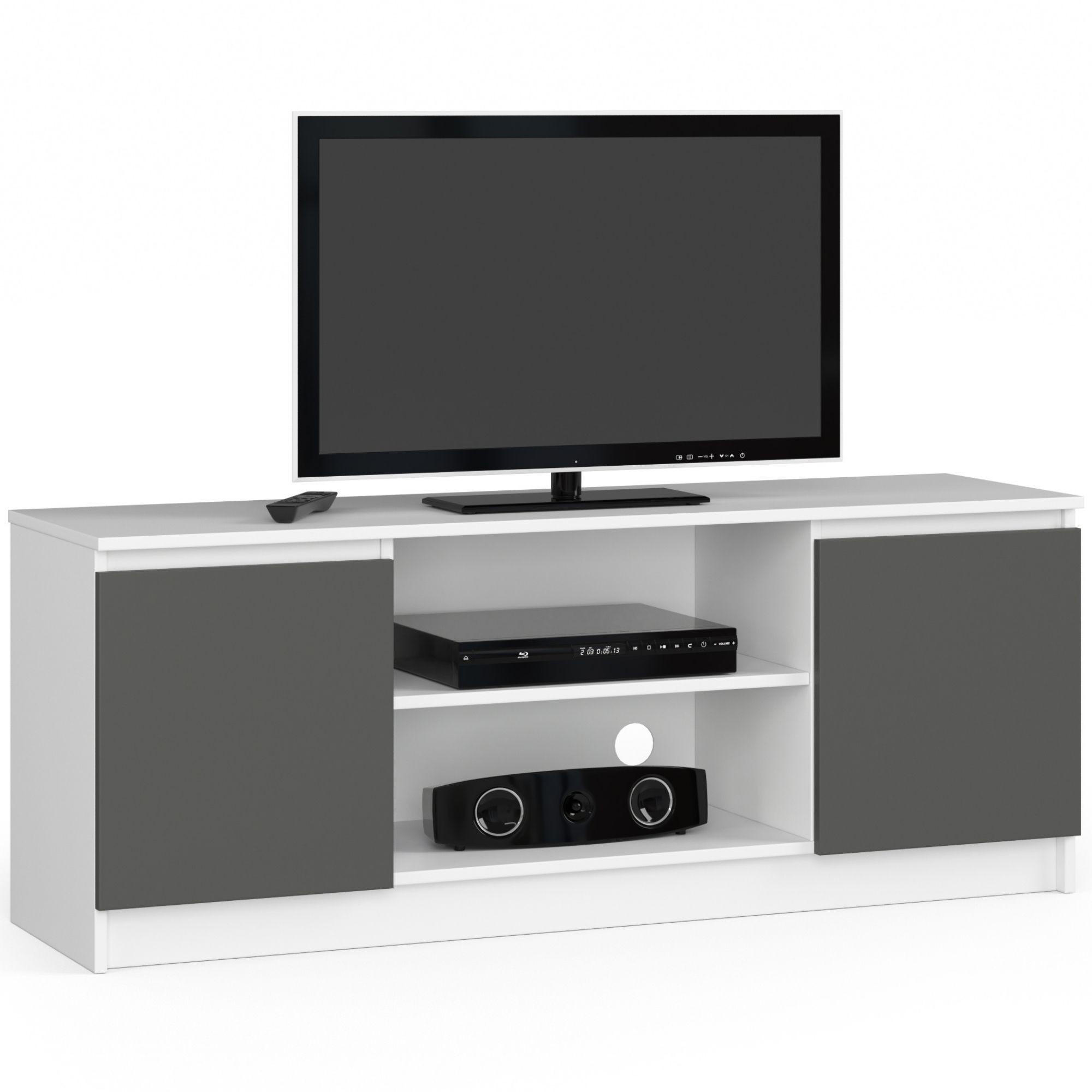 Akord Tv-Element Weiß, Grau 140x55x40 cm