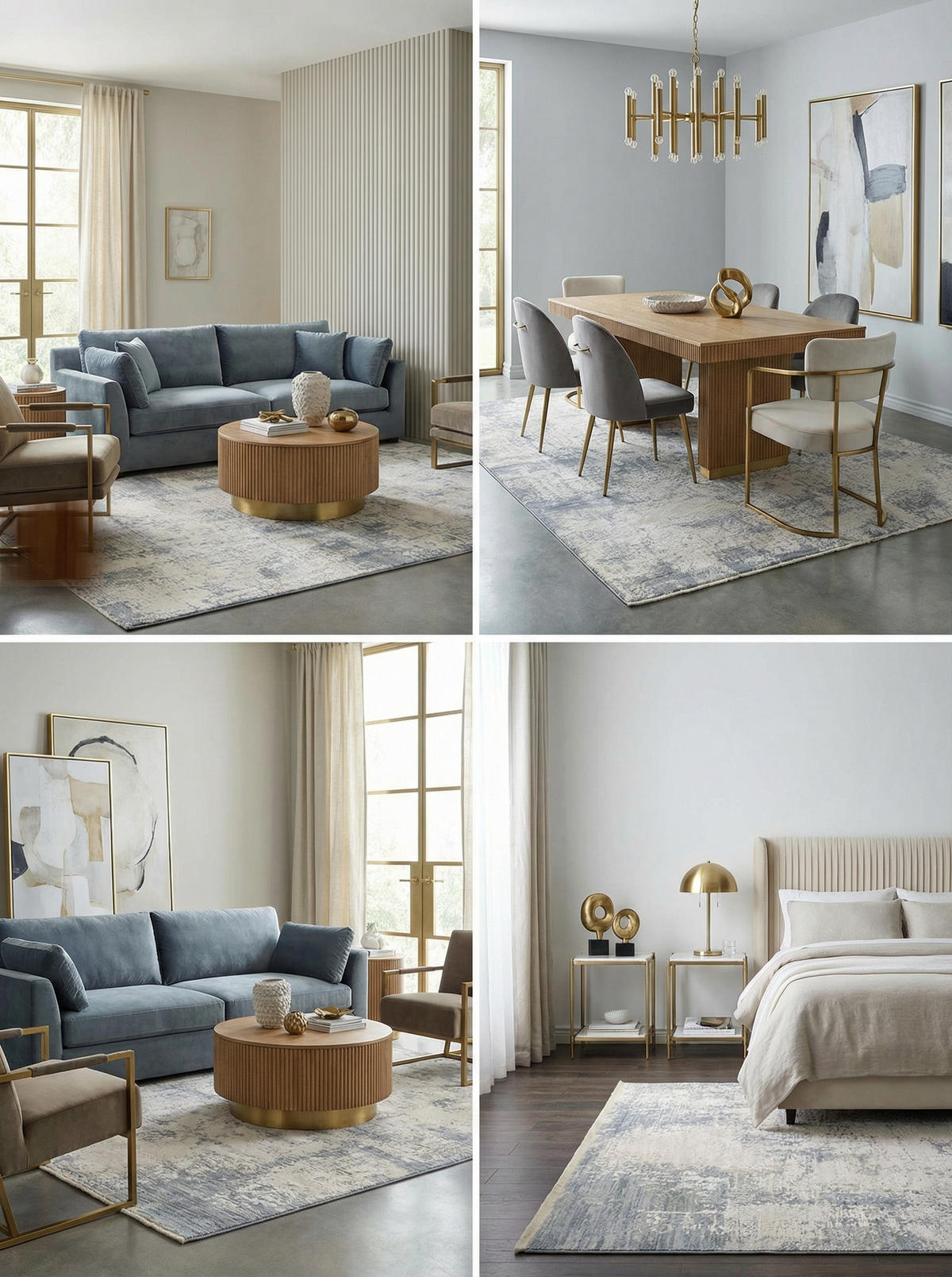 TEPPICH Velours abstrakt flauschig pflegeleicht Naturtöne SIENA-Arbia, Blau 120x180 cm - Blau, Textil (120/180cm) - KADIMA DESIGN