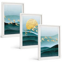 BILDER SET 3er Set - 40x60 cm Weißer Rahmen - Abstrakte Sonnenuntergangslandschaften - Weiß, Kunststoff (40/60cm) - TULUP