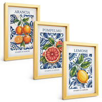BILDER SET 3er Set - 20x30 cm Goldrahmen - Italienische Zitrus-Modeplakate - Goldfarben, Kunststoff (20/30cm) - TULUP