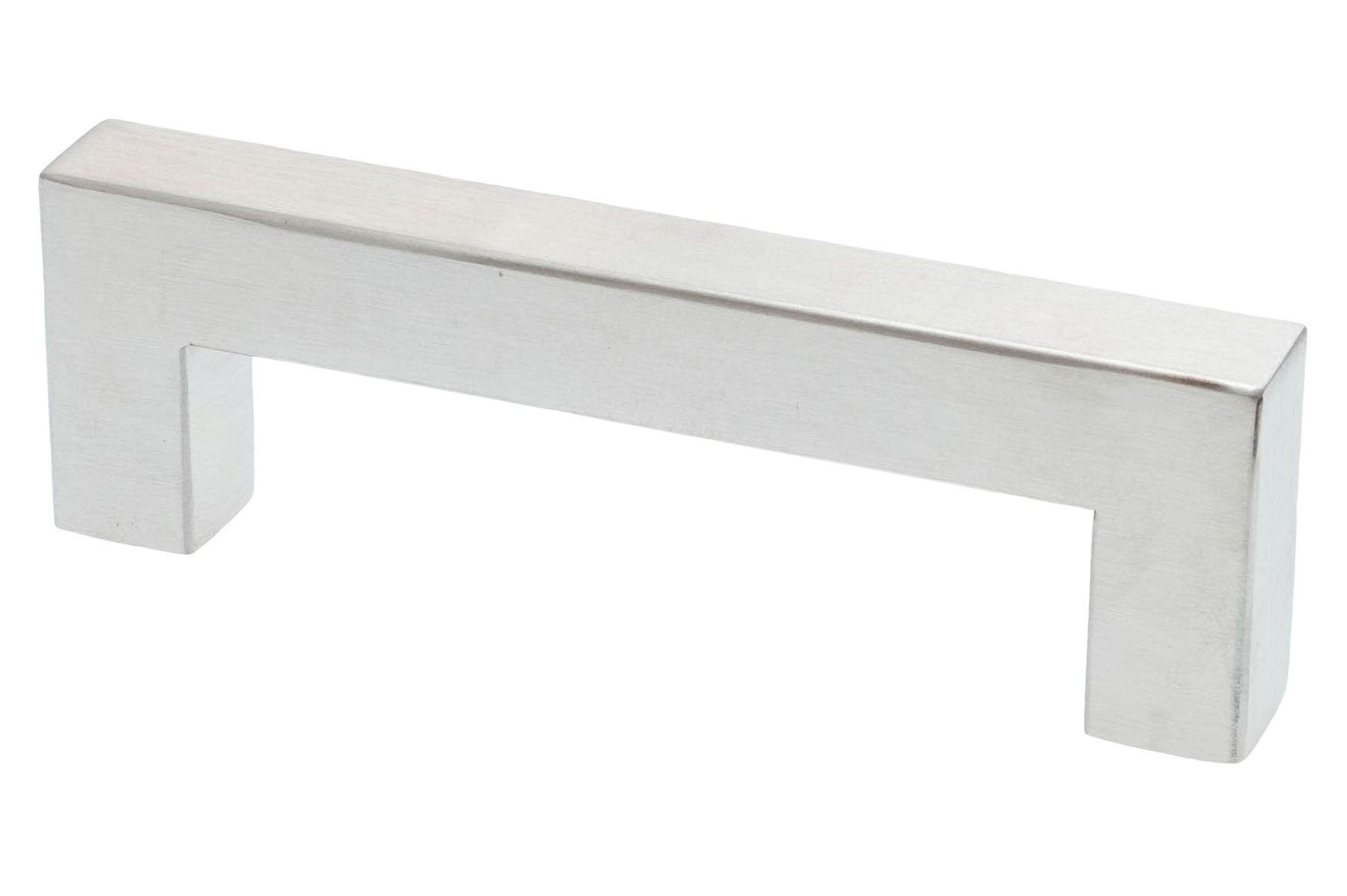 MÖBELGRIFF BA 96mm, Küchengriff Edelstahl gebürstet, Türgriff eckig - Grau, Metall (1.4/3.5/11cm)