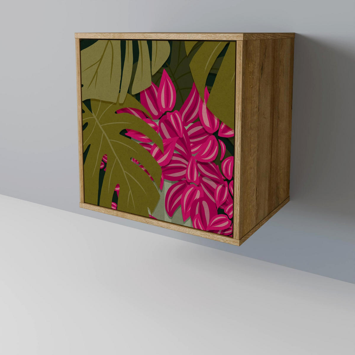 SIDEBOARD TROPICAL BEAUTY, Eichefarben, 57,5x42x77,5 cm, Schräge Buchenholzfüße - Eichefarben/Buchefarben, Holzwerkstoff/Buchenholz (57.5/77.5/42cm) - SpaceRebels