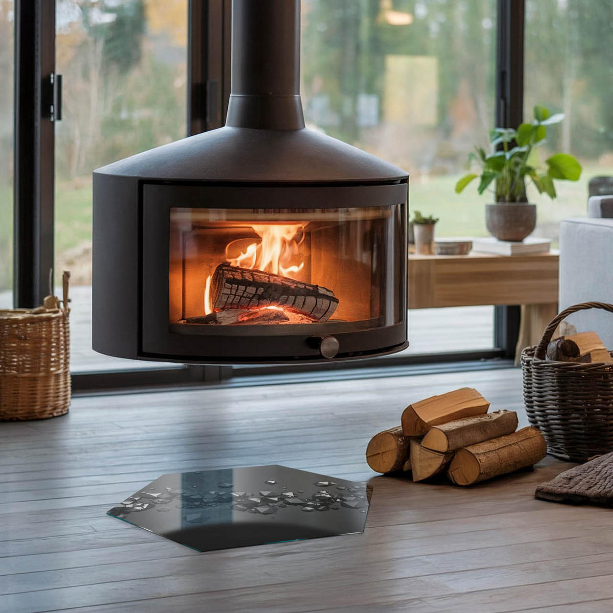 GLASPLATTE für Kamin h40 cm - Schwarz, Glas (40/40/0.4cm) - TULUP