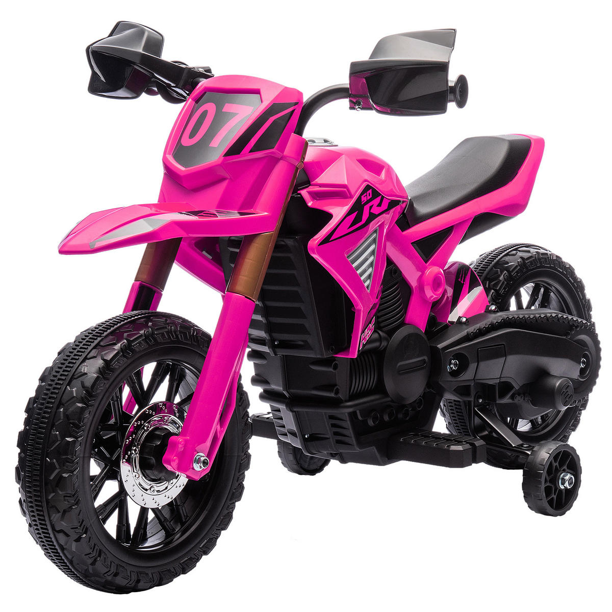 ELEKTRO-MOTORRAD DE-06152 12V mit Stützrädern und Hupe Rosa - Pink, Kunststoff/Metall (105/57/62cm) - ComfortXL