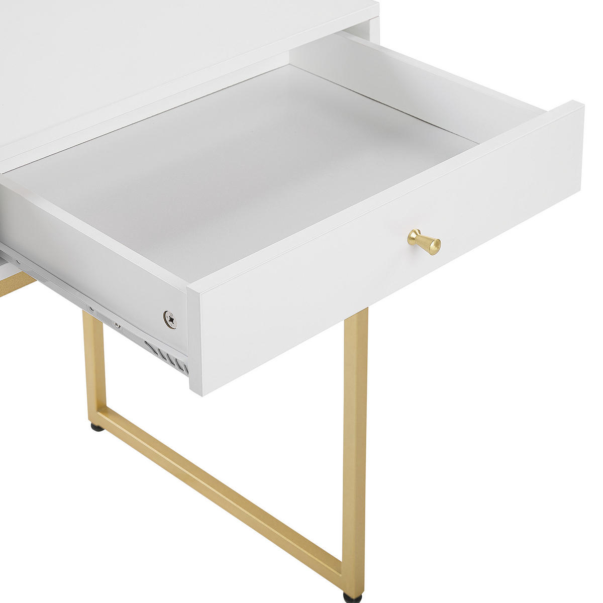 SCHREIBTISCH weiß/gold 100/48/79 cm Daphne - Weiß, Holzwerkstoff (48/100/79cm) - Beliani