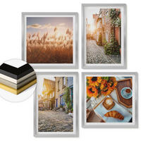 WANDBILDER 4er Set - 50x50 cm & 40x60 cm Silberner Rahmen - Charmante Straßen mit Kaffee - Silberfarben, Kunststoff (50/50cm) - ArtPrintCave