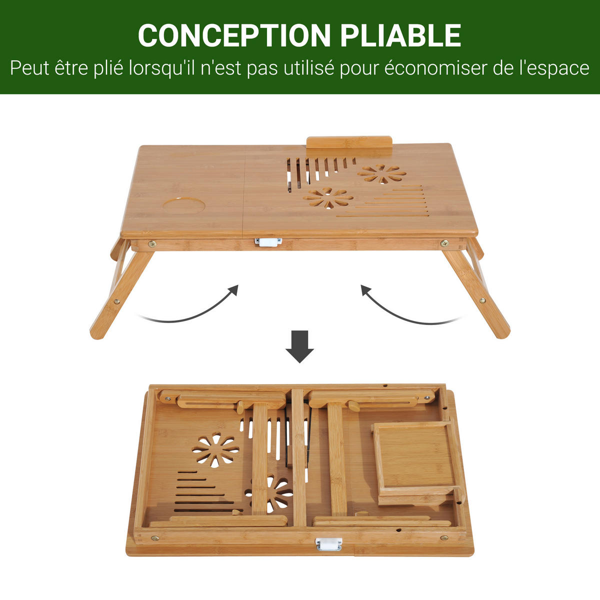 LAPTOPTISCH DE-16684 Bambus, höhenverstellbar & neigbar Natur - Naturfarben, Naturmaterialien (55/35/325cm) - ComfortXL