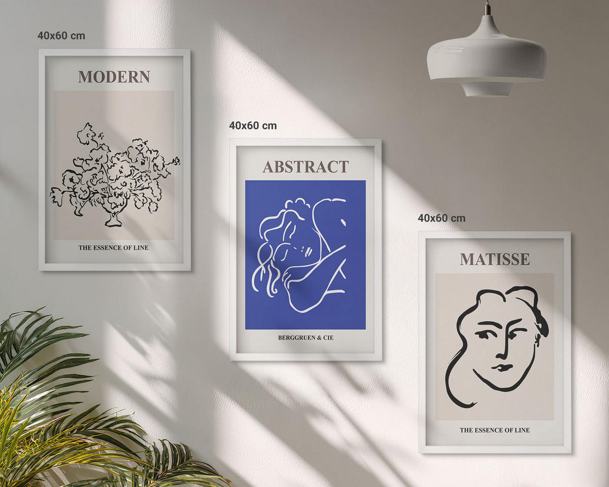 WANDBILDER 3er-Set - 40x60 cm Weißer Rahmen - Matisses moderne Plakate - Weiß, Kunststoff (40/60cm) - ArtPrintCave