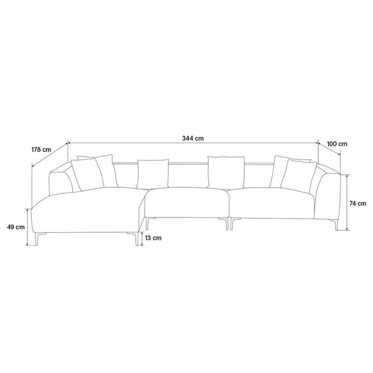 ECKSOFA TORINO - Links - Beige, Kunststoff (344/178cm) - Home Deluxe